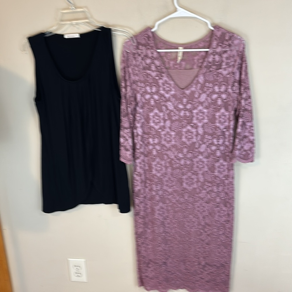 Bundle of Hello Miz Pink Lace Dress Large and Black Nursing Top Large